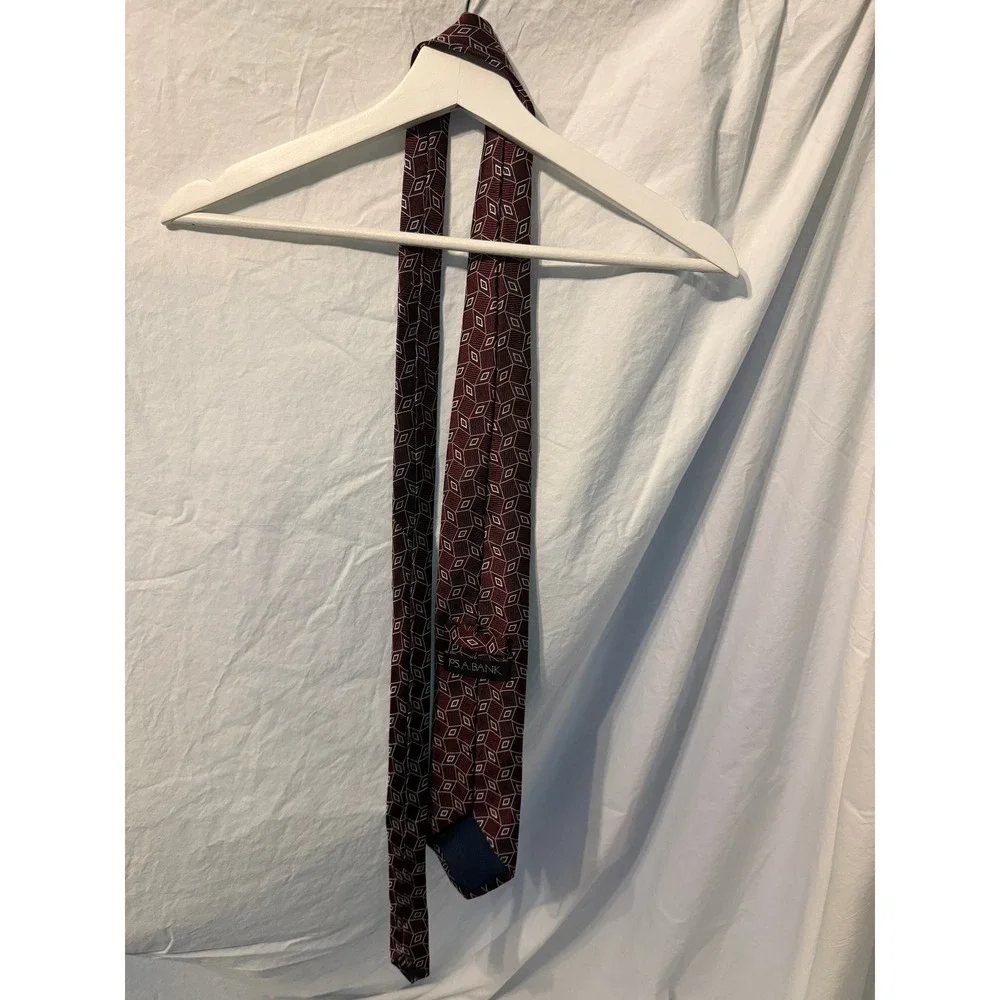 Jos. A. Bank Mens Burgundy Geometric Diamond Silk Necktie‎ Formal Business Tie